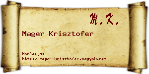 Mager Krisztofer névjegykártya